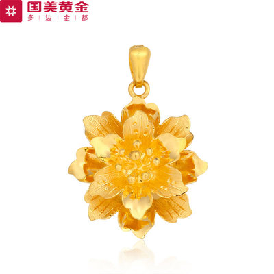 多邊金都【花開富貴】足金吊墜 8.46克，承托東方美學(xué)與黃金價值的典雅之作